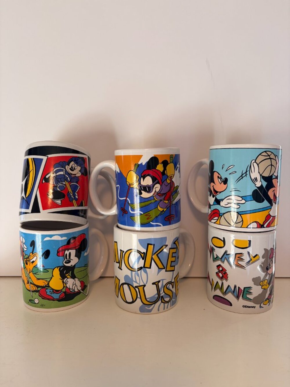Vintage Disney Mickey Minnie Mouse Coffee Mugs